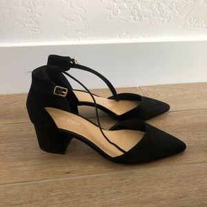 Pointed block heels with ankle strap